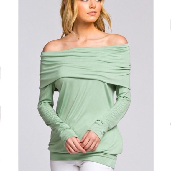 Sage off shoulder top - Picture 2 of 5